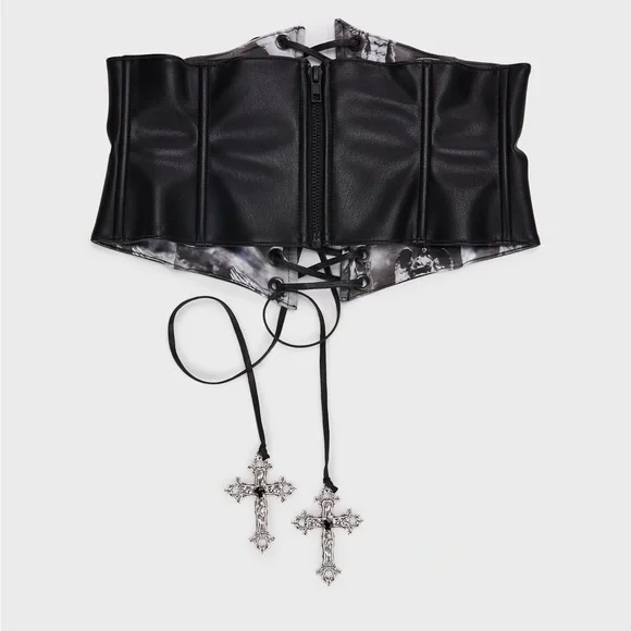 NWT Dolls Kill Widow Bound By Soul Waist Cincher Corset Size L/XL - Picture 2 of 15